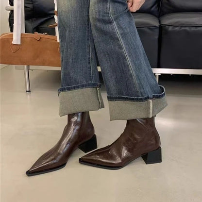 Botines de Punta Fina para Mujer | Botines Cómodos de Invierno con Cremallera