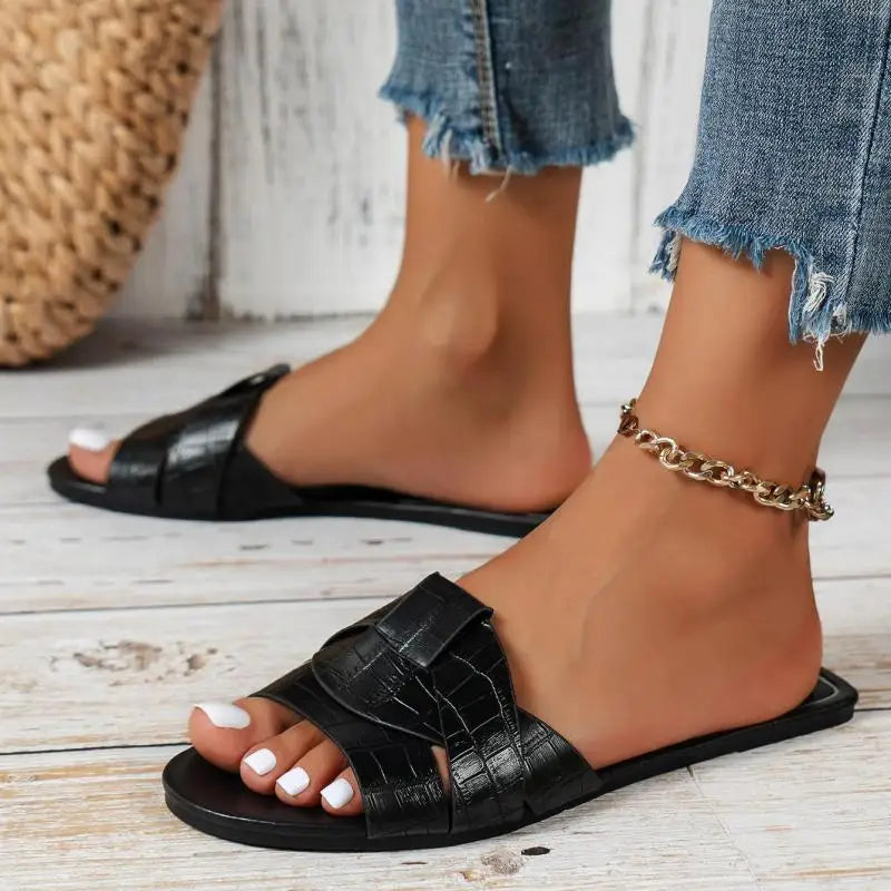 Sandalias Planas para Mujer | Sandalias de Verano de Rejilla Tejida Cómodas