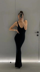 Vestido Largo de Punto para Mujer | Maxi de Tirantes con Espalda Descubierta