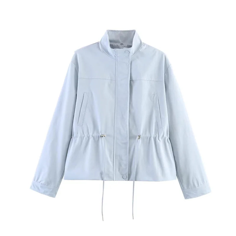 Chaqueta Entretiempo Cuello Alto para Mujer | Cordón Peplum