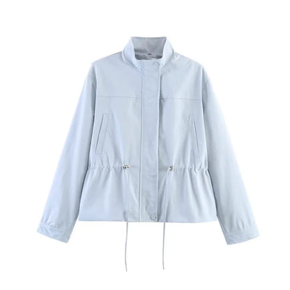 Chaqueta Entretiempo Cuello Alto para Mujer | Cordón Peplum