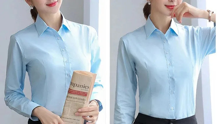 Camisa Blanca Entallada para Mujer | Camisa de Vestir Clásica de Oficina