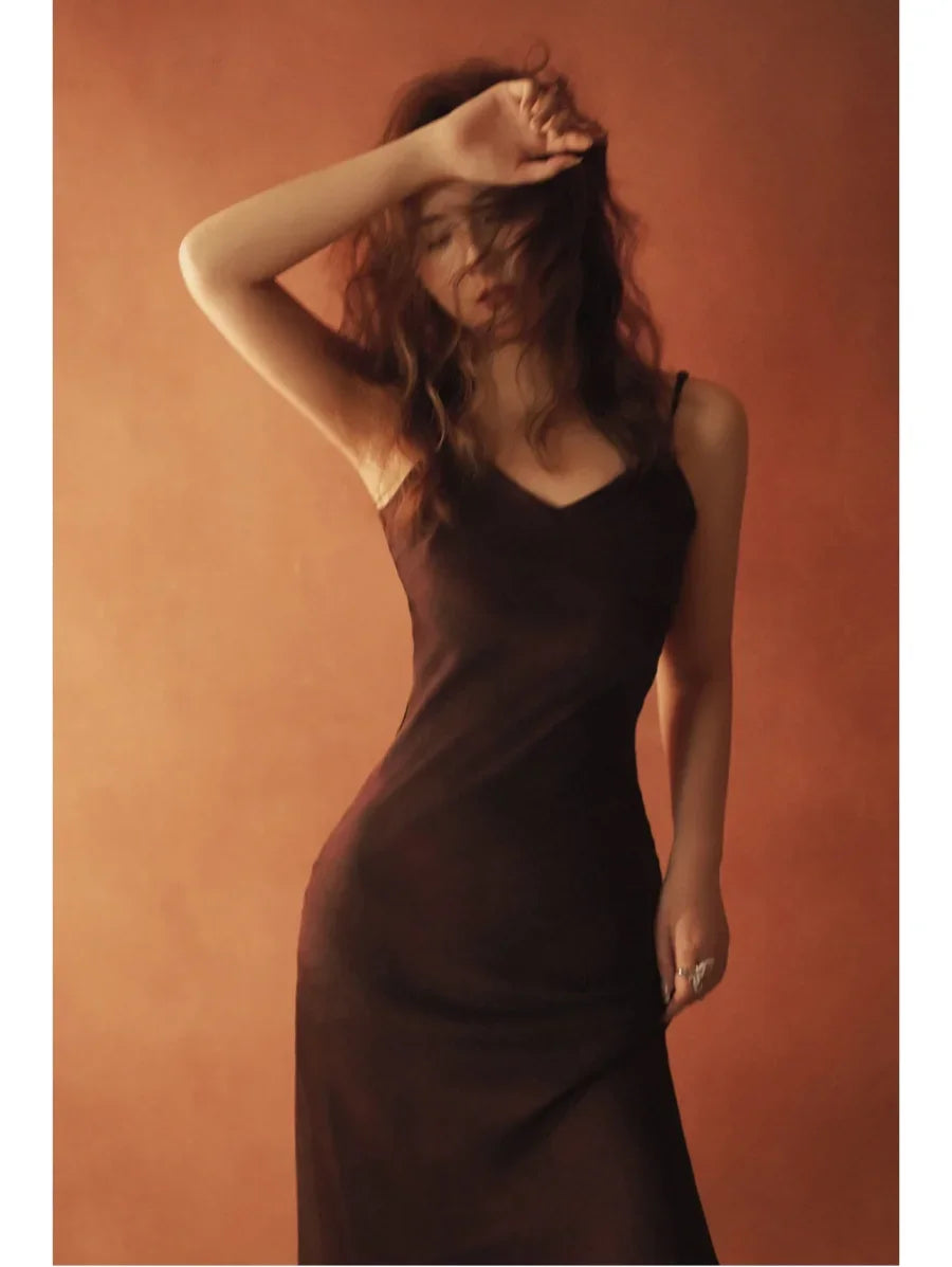Vestido Midi Satinado de Tirantes para Mujer | Vestido Lencero de Verano Elegante y Casual