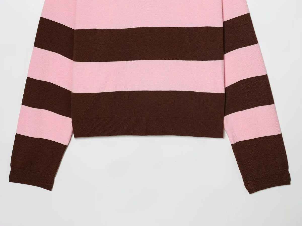 Jersey de Rayas Cuello Polo para Mujer | Oversize