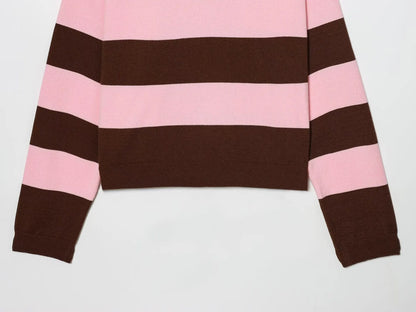 Jersey de Rayas Cuello Polo para Mujer | Oversize
