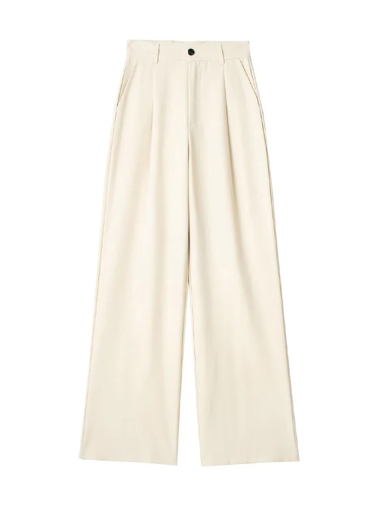 Pantalón de Pinzas Ancho para Mujer | Pantalón de Vestir Wide Leg de Tiro Alto