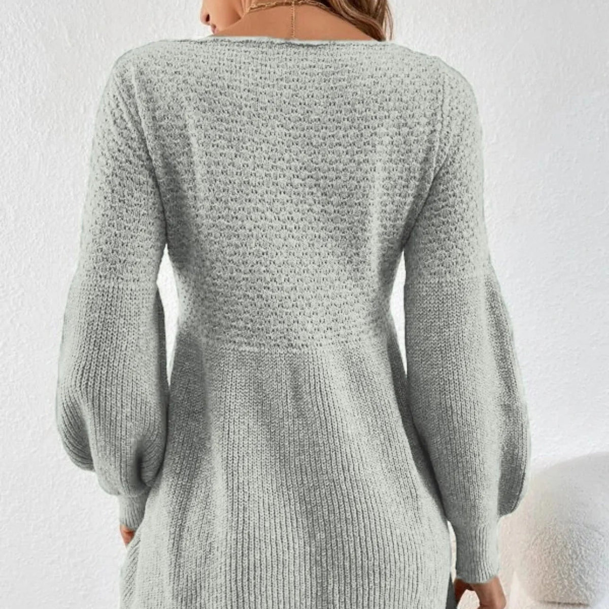 Vestido de Punto Línea A para Mujer | Ajustado de Manga Larga de Otoño