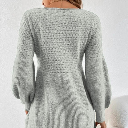 Vestido de Punto Línea A para Mujer | Ajustado de Manga Larga de Otoño
