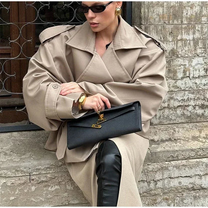 Gabardina Cruzada Corta para Mujer | Chaquetón de Entretiempo con Cordón