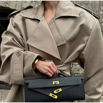 Gabardina Cruzada Corta para Mujer | Chaquetón de Entretiempo con Cordón