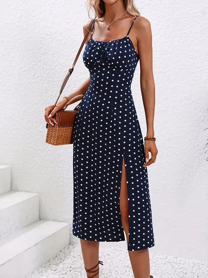 Vestido Midi de Flores con Tirantes para Mujer | Vestido Estampado Boho con Abertura