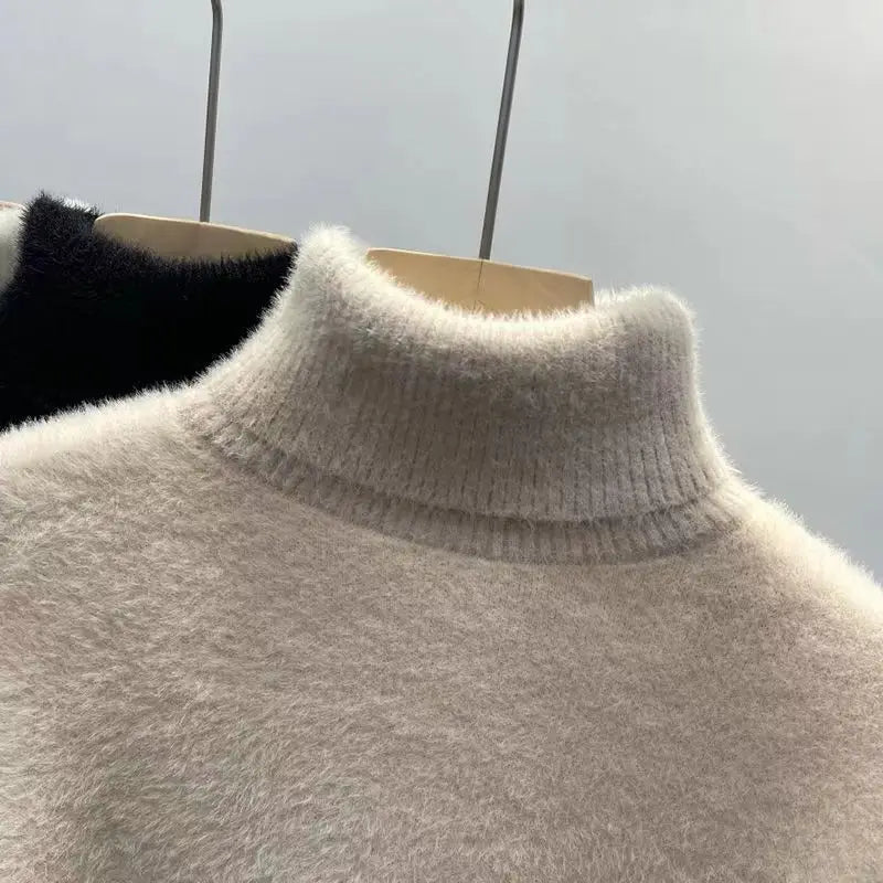 Jersey de Cuello Alto Efecto Pelo para Mujer | Cálido de Invierno