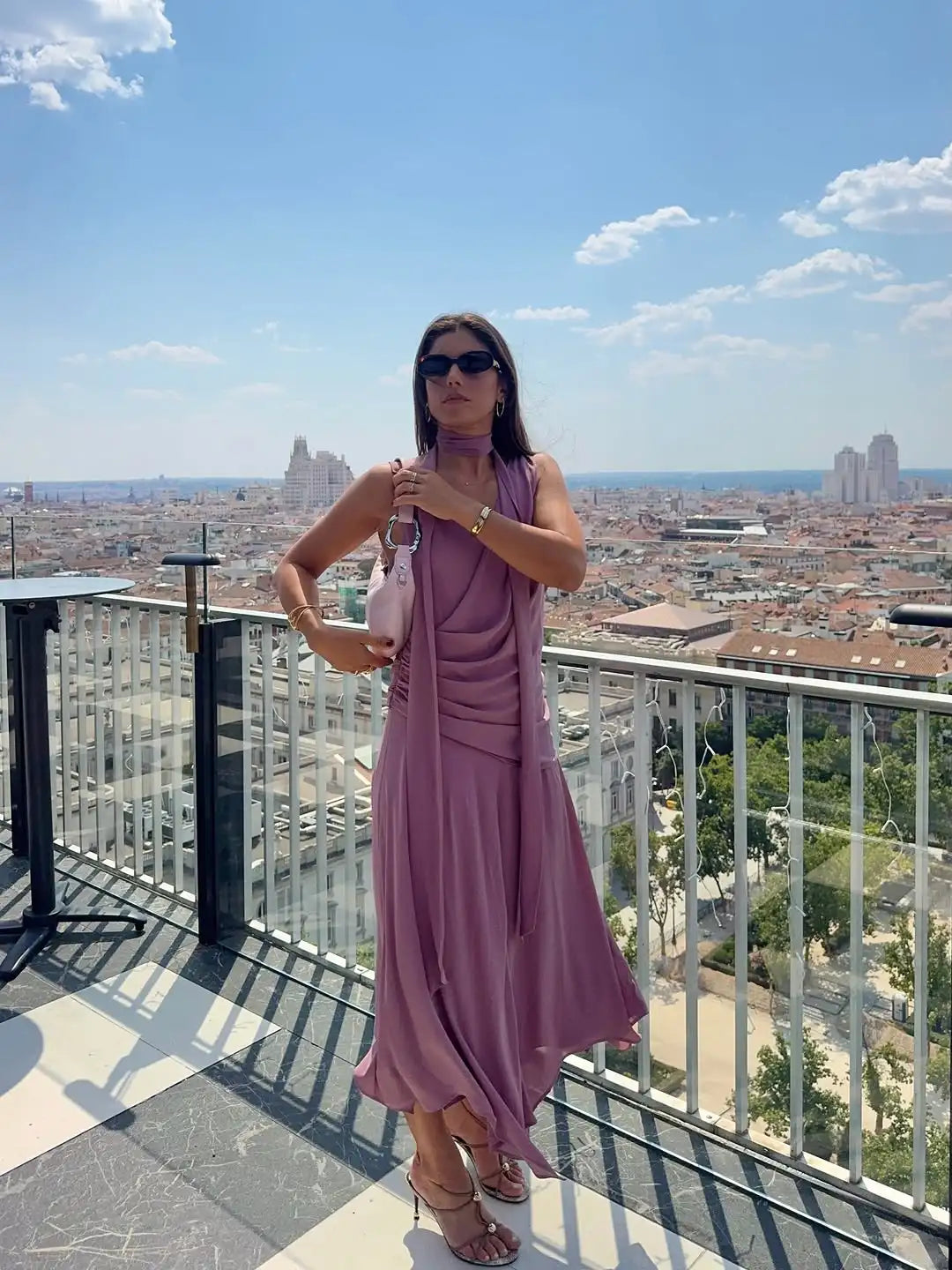 Vestido Largo de Gasa para Mujer | Cuello Halter y Cintura Plisada, Verano