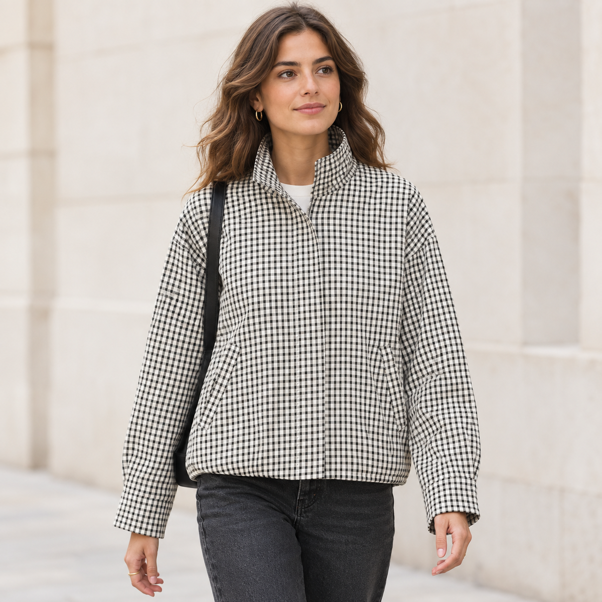 Bomber de Cuadros oversized crop