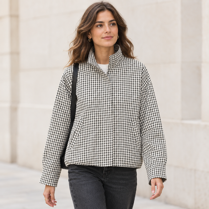 Bomber de Cuadros oversized crop