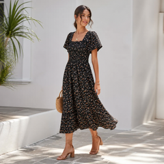 Vestido midi floral negro Carlota Maré - segunda pose