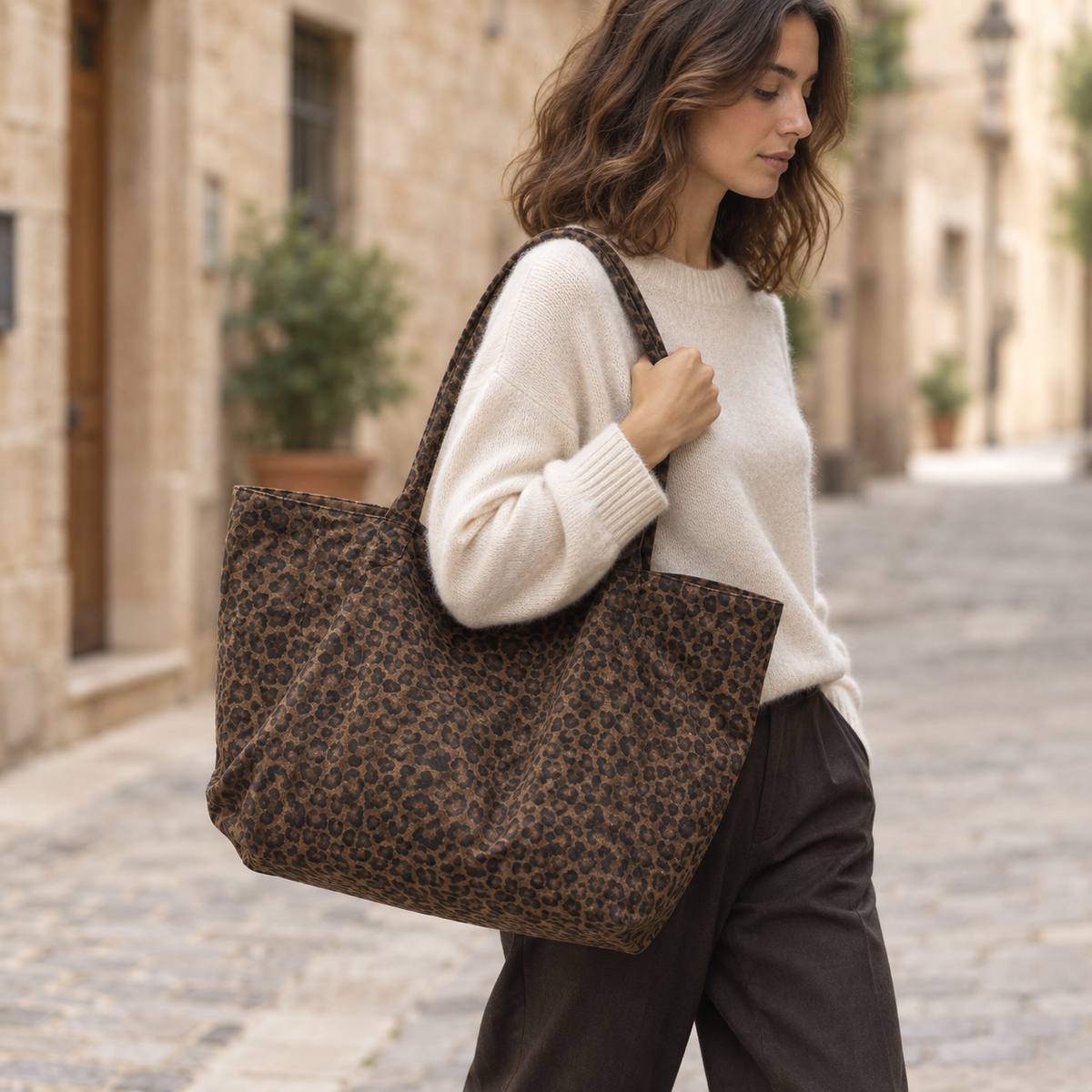 Bolso Bandolera de Leopardo marrón oscuro