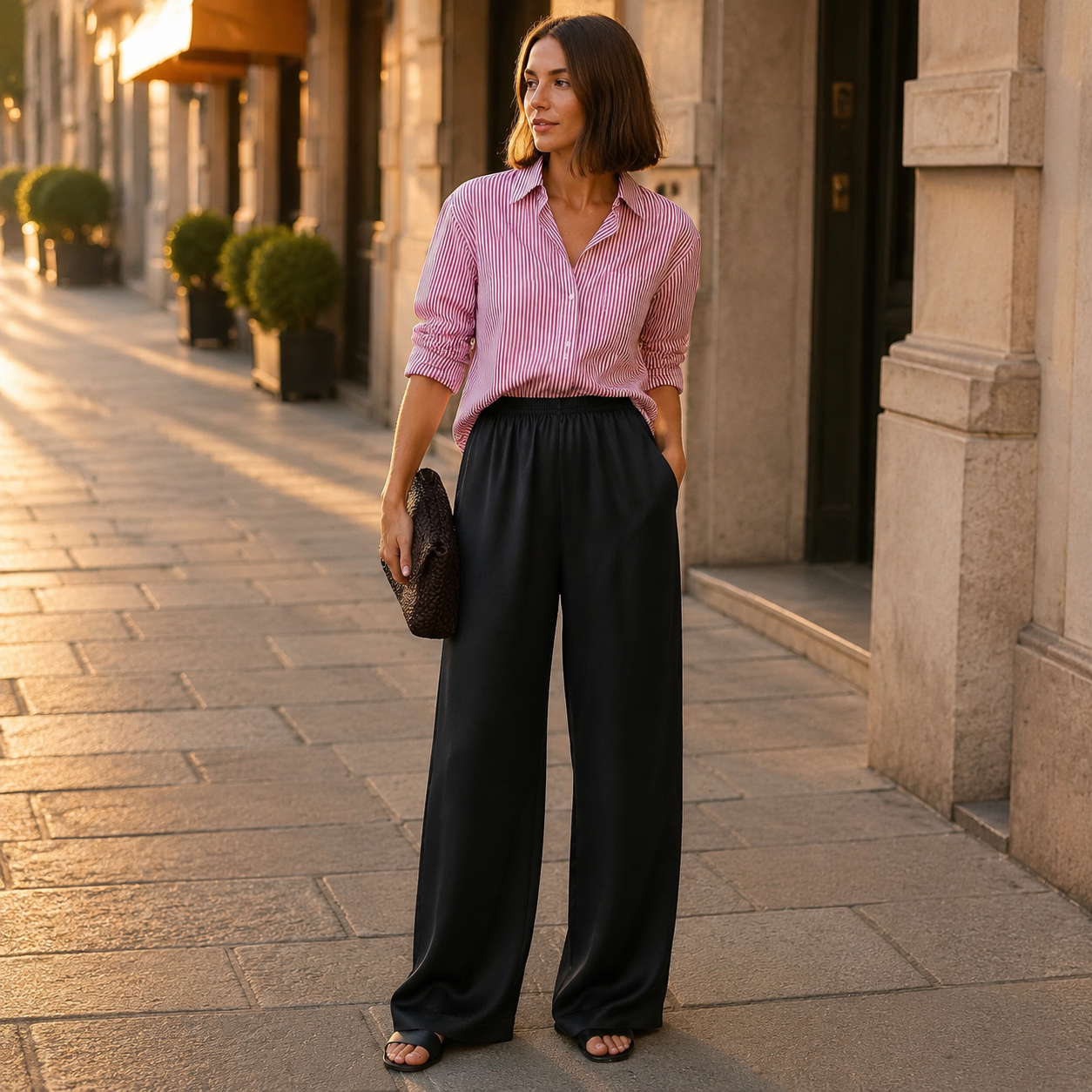 Pantalón satinado negro