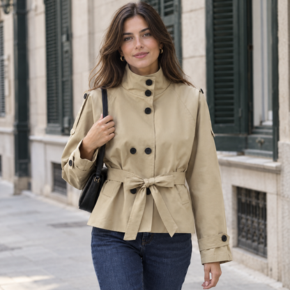 Gabardina Corta para Mujer – Beige