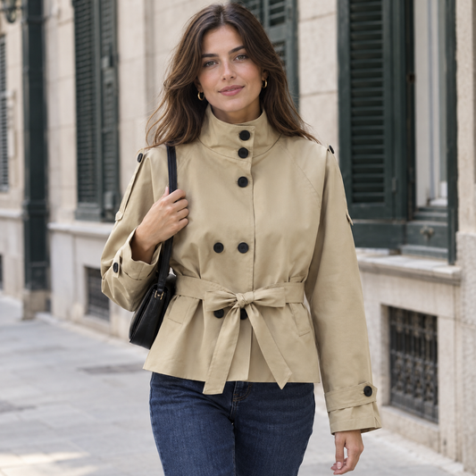 Gabardina Corta para Mujer – Beige