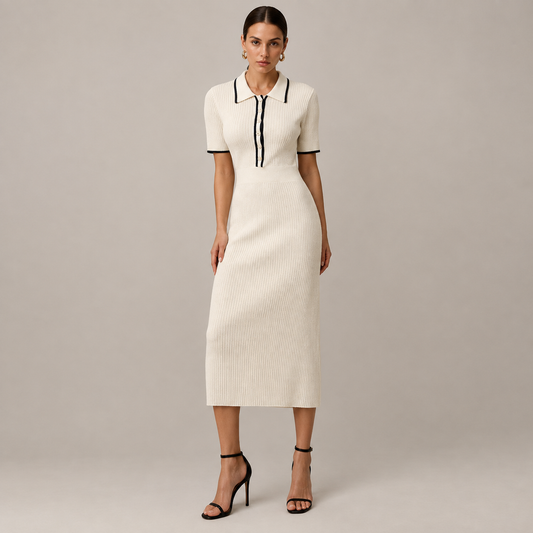 Vestido maxi de punto blanco