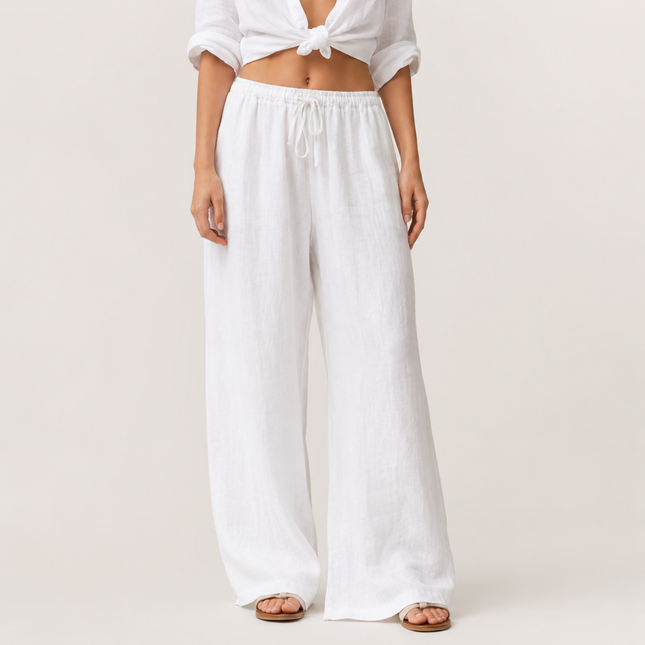 Pantalón de lino ancho blanco Carlota Maré