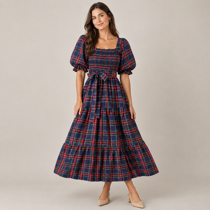 Vestido de cuadros verde