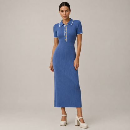 Vestido maxi de punto azul