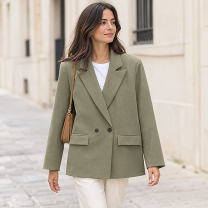 Blazer Cruzado Oversize para Mujer – Verde Salvia