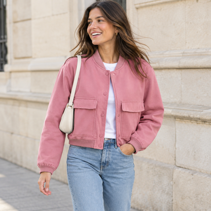 Chaqueta bomber mujer rosa