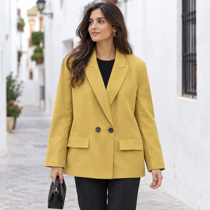 Blazer Cruzado Oversize para Mujer – Mostaza