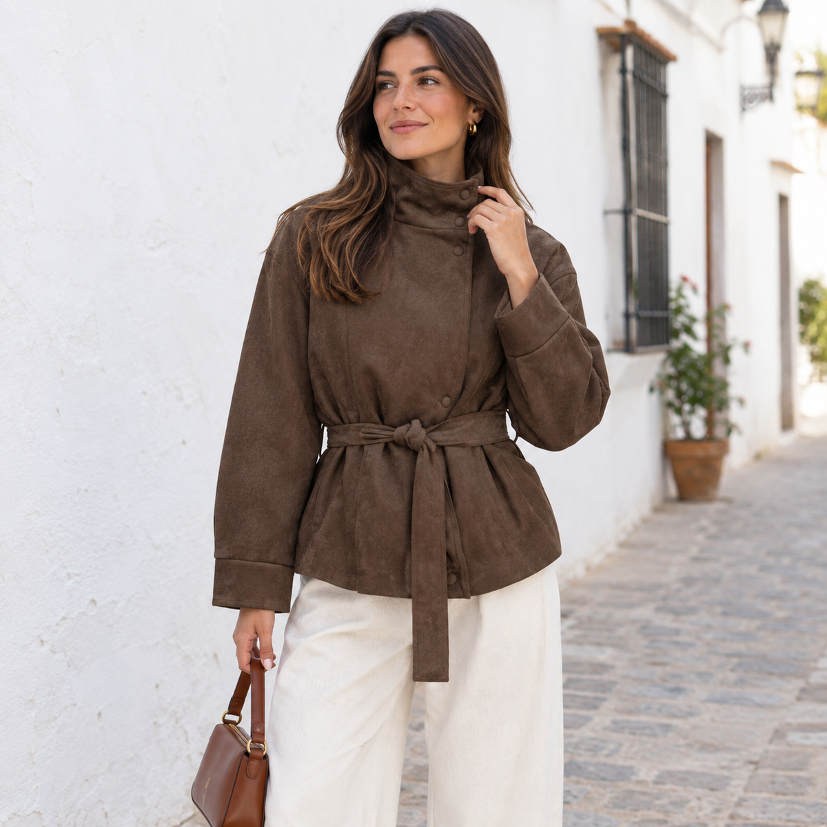 Chaqueta de Antelina para Mujer – Marrón Chocolate