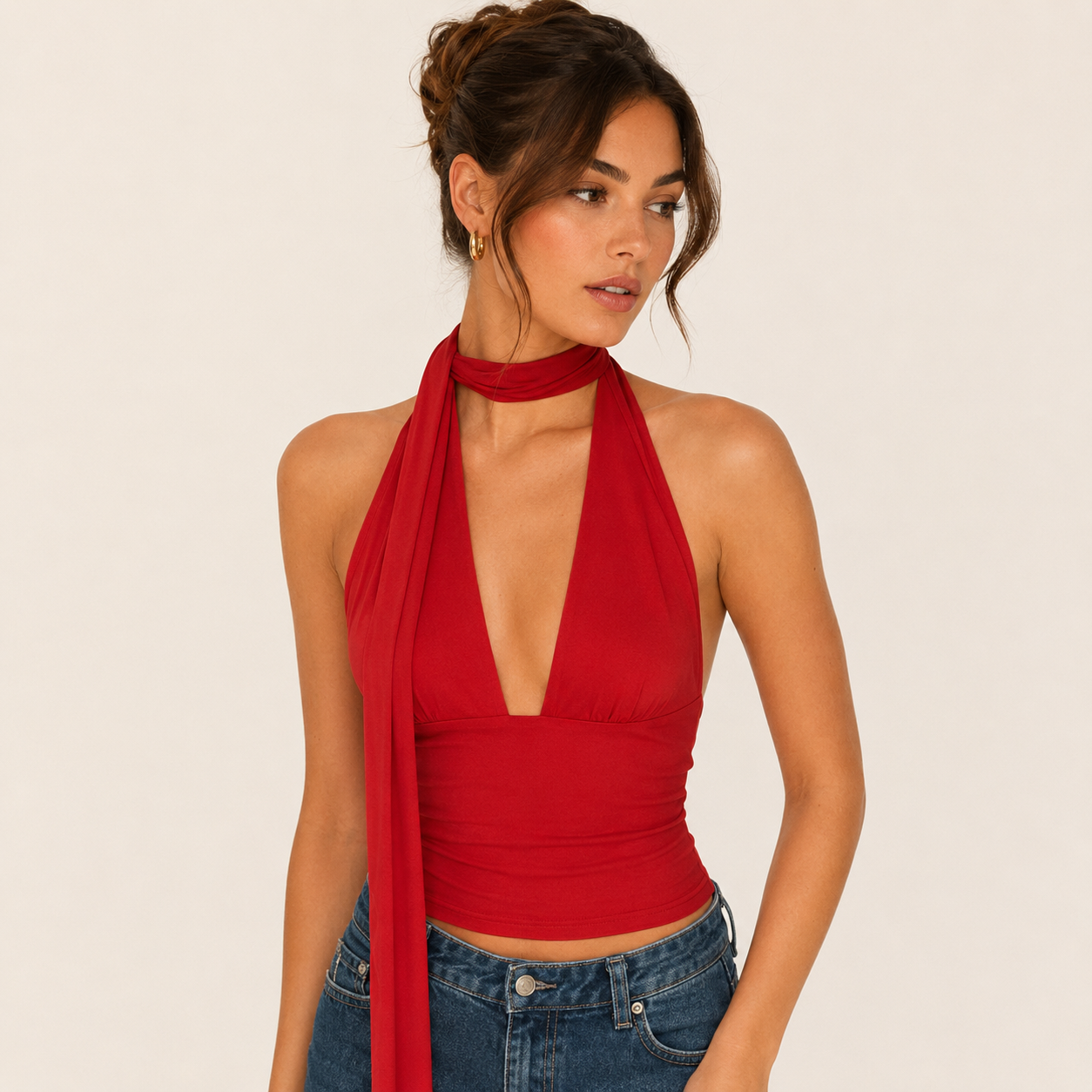 Top halter anudado rojo Carlota Maré - catálogo