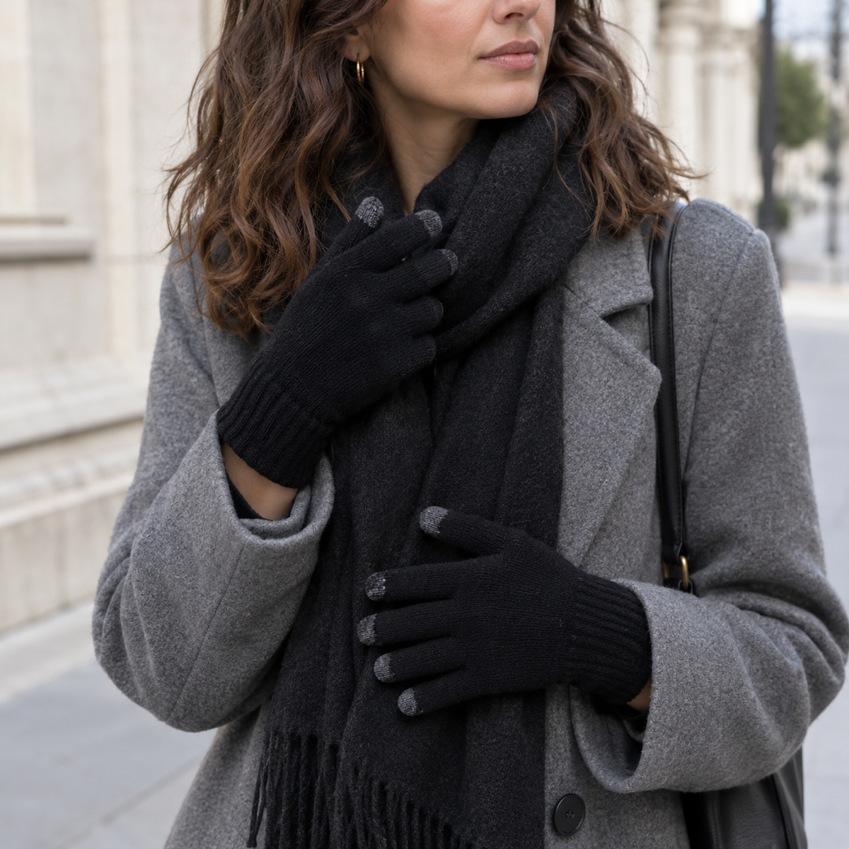 Guantes de Lana Merina Negro