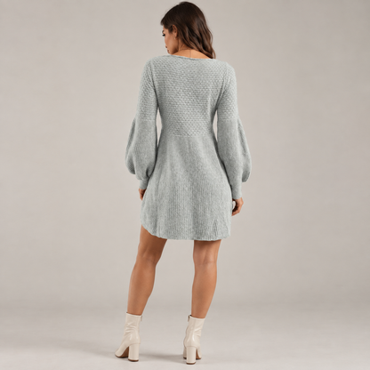 Vestido de Punto Línea A gris - vista espalda