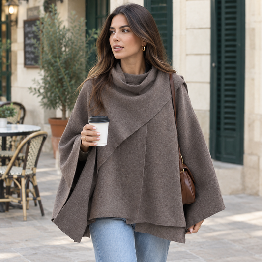 Poncho de punto mujer topo