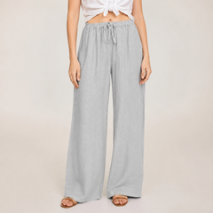 Pantalón de lino ancho gris claro Carlota Maré