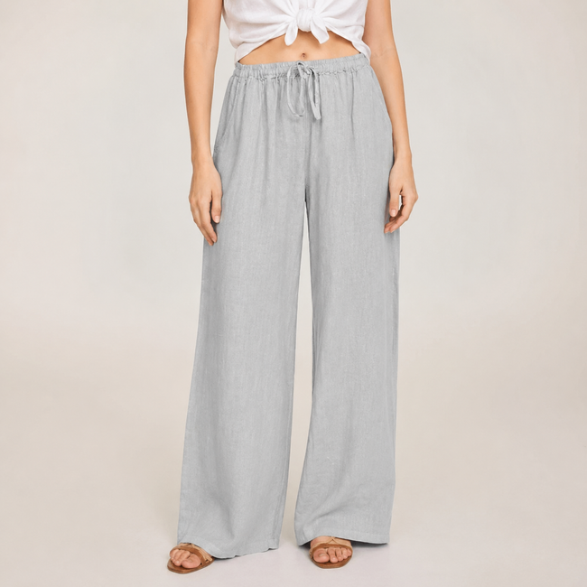 Pantalón de lino ancho gris claro Carlota Maré