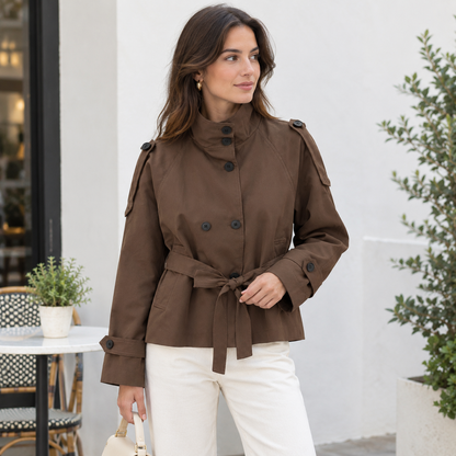 Gabardina Corta para Mujer – Marrón