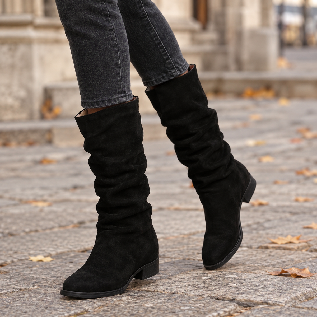 Botas Altas de Ante Negro - portada