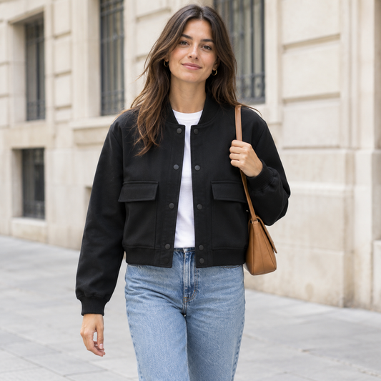 Chaqueta bomber mujer negro