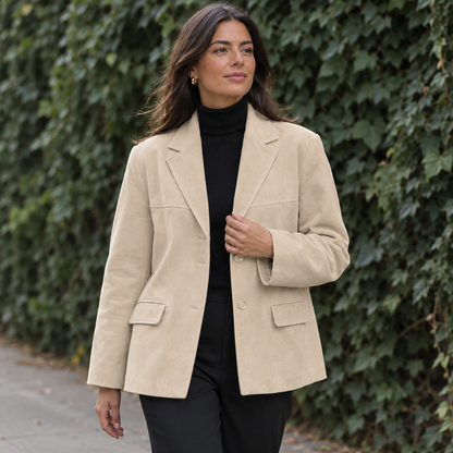 Blazer efecto ante caqui para mujer