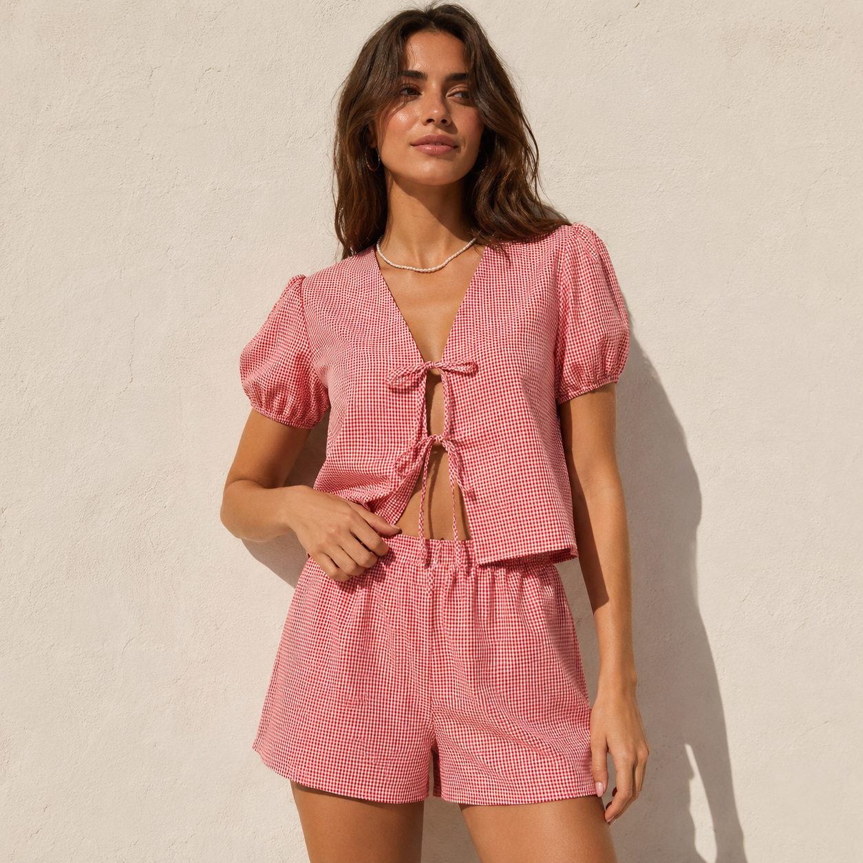 Conjunto vichy rojo, lifestyle portada