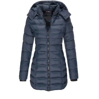 Parka acolchada azul marino con capucha, foto de producto
