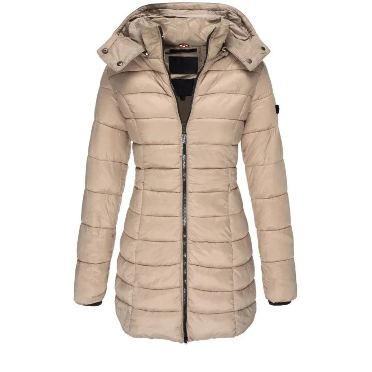 Parka acolchada caqui con capucha, foto de producto