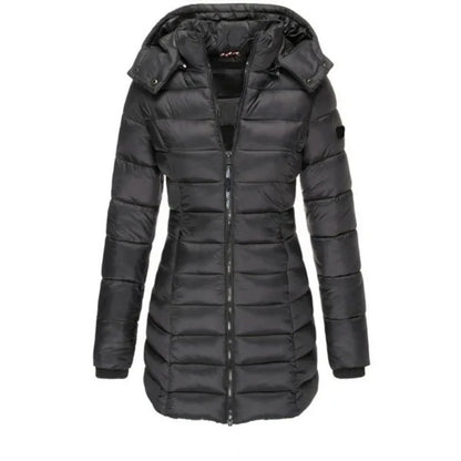 Parka acolchada negra con capucha, foto de producto