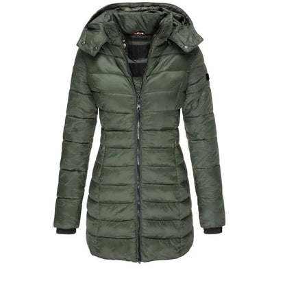 Parka acolchada verde militar con capucha, foto de producto